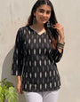 Black Cotton Printed V Neck Office Wear Kurti