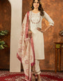 Off White Embroidered Marina Silk Ceremonial Kurta Set