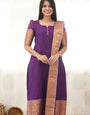 Purple Kanchi Cotton Woven Kurta And Dupatta For Casual Wear