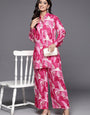 Hot Pink Color Printed Cotton Rayon Cord Set