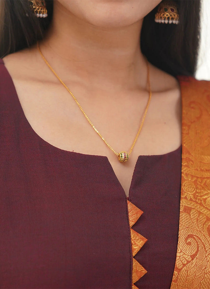 Wine Kanchi Cotton Woven Kurta And Dupatta For Casual Wear