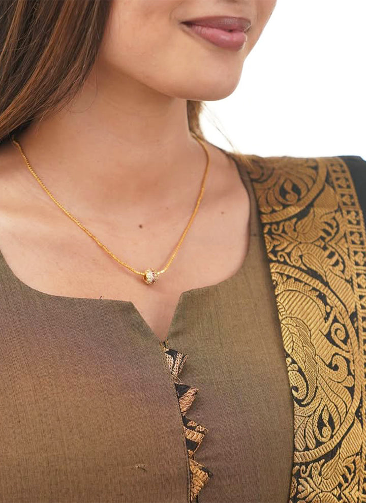 Brown Kanchi Cotton Woven Kurta And Dupatta For Casual Wear