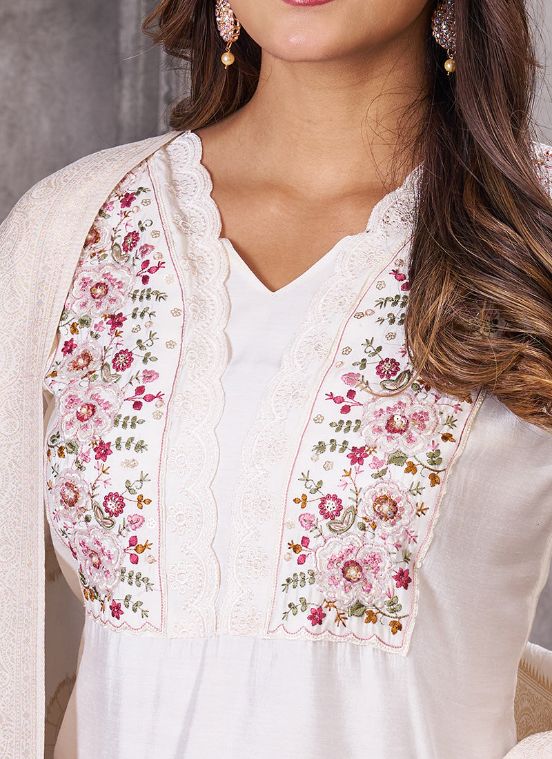 White Roman Silk Pant Style Ceremonial Kurta Set