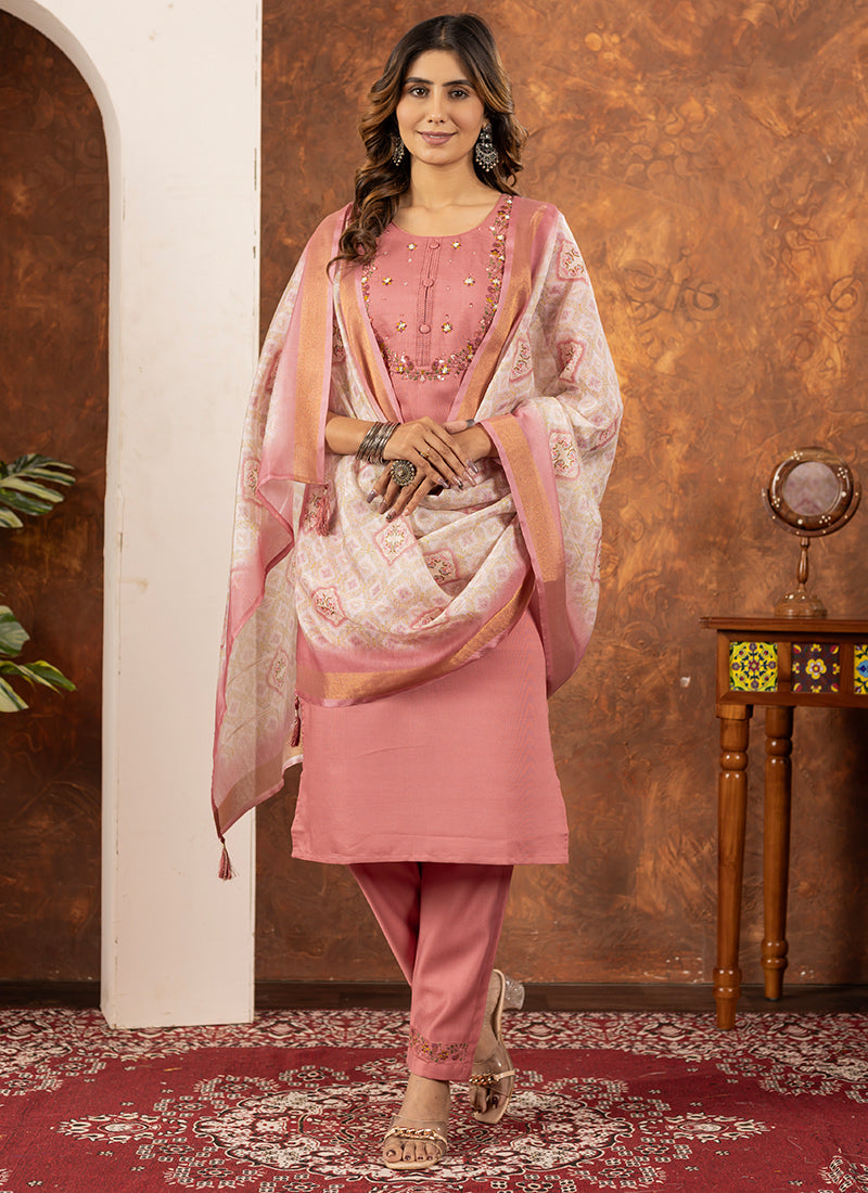 Peach Marina Silk Festive Wear Kurta Set