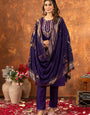 Purple Marina Silk Embroidered Kurta Set