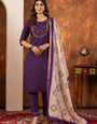 Wine Embroidered Silk Kurta Set For Ceremonial