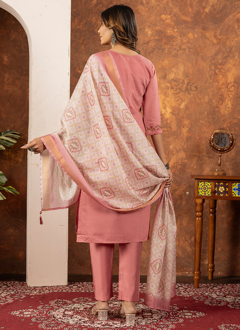 Peach Marina Silk Festive Wear Kurta Set