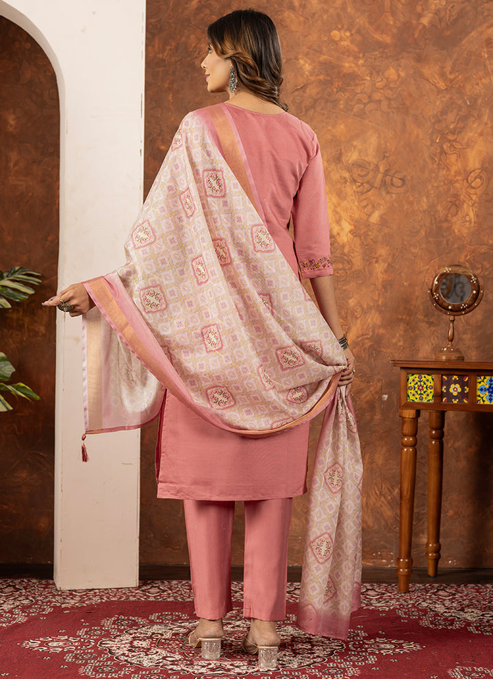 Peach Marina Silk Festive Wear Kurta Set