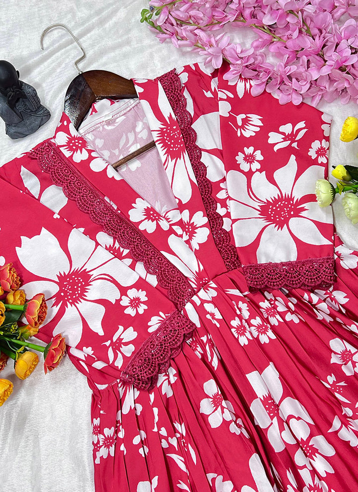 Pink Rayon Cotton Embroidered Festive Cord Set