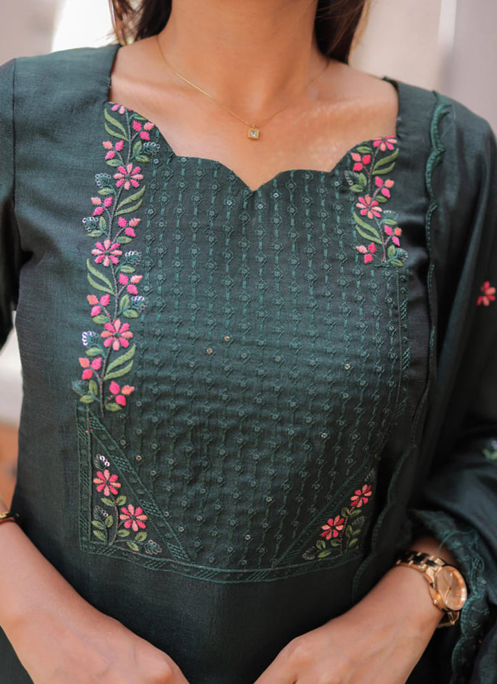 Morpinch Embroidered Chanderi Cotton Festive Kurta Set