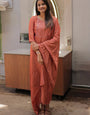 Peach Embroidered Chanderi Cotton Festive Kurta Set
