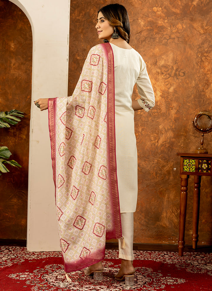 Off White Embroidered Marina Silk Ceremonial Kurta Set