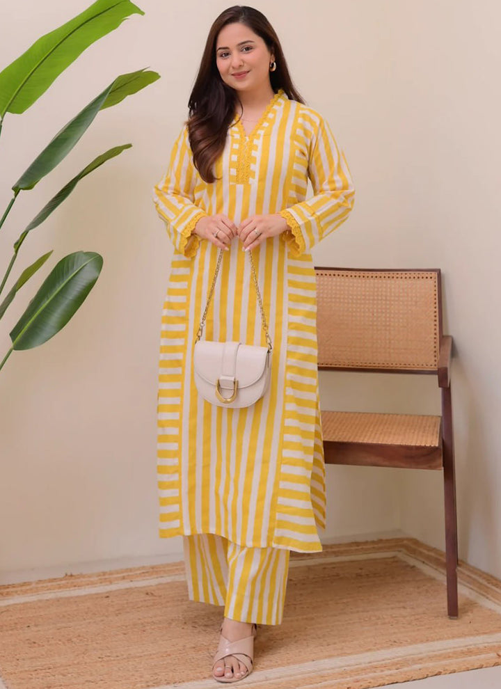 Yellow Rayon Lining Printed Straight Kurta With Plazzo