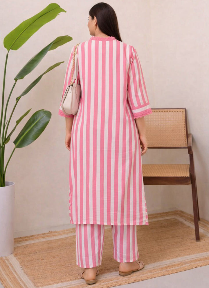 Pink Rayon Lining Printed Straight Kurta With Plazzo