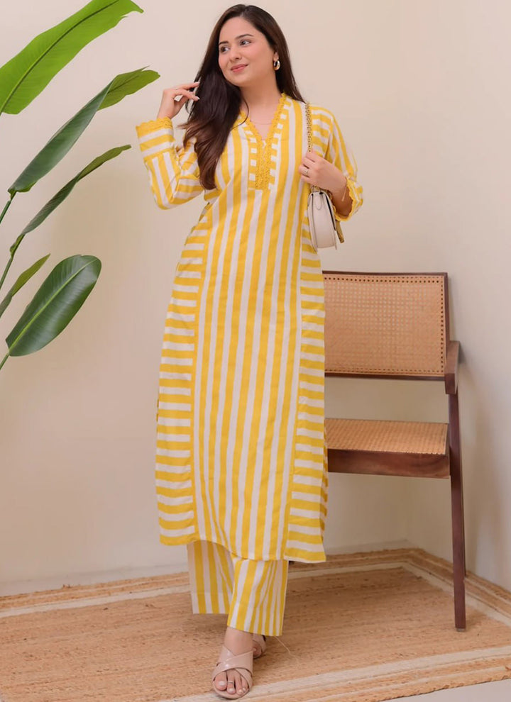 Yellow Rayon Lining Printed Straight Kurta With Plazzo