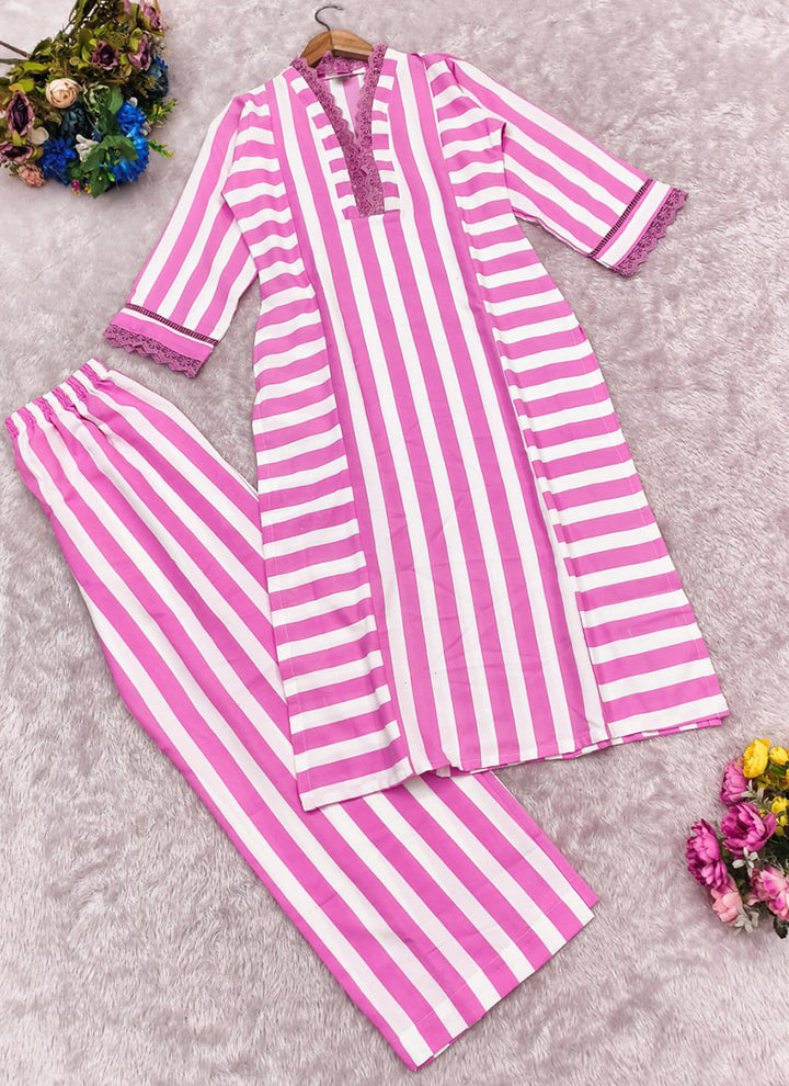 Purple Rayon Lining Printed Straight Kurta With Plazzo