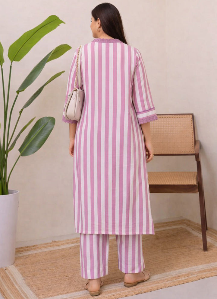Purple Rayon Lining Printed Straight Kurta With Plazzo
