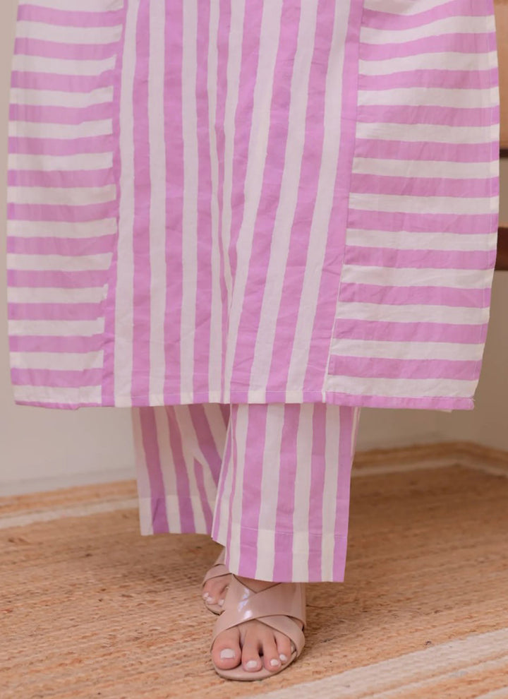 Purple Rayon Lining Printed Straight Kurta With Plazzo