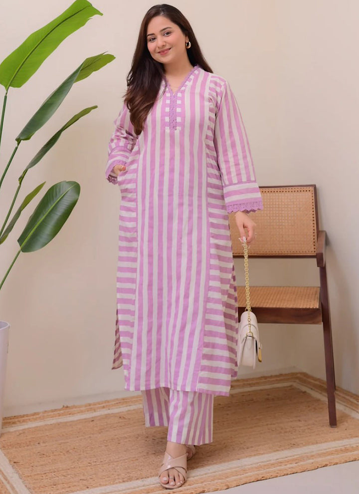 Purple Rayon Lining Printed Straight Kurta With Plazzo