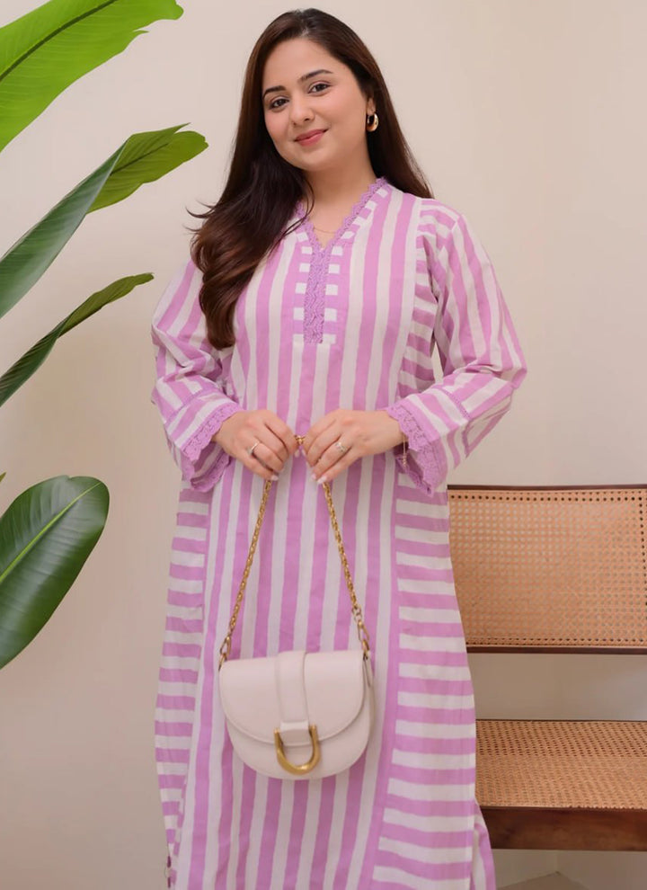 Purple Rayon Lining Printed Straight Kurta With Plazzo
