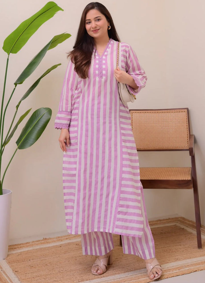 Purple Rayon Lining Printed Straight Kurta With Plazzo