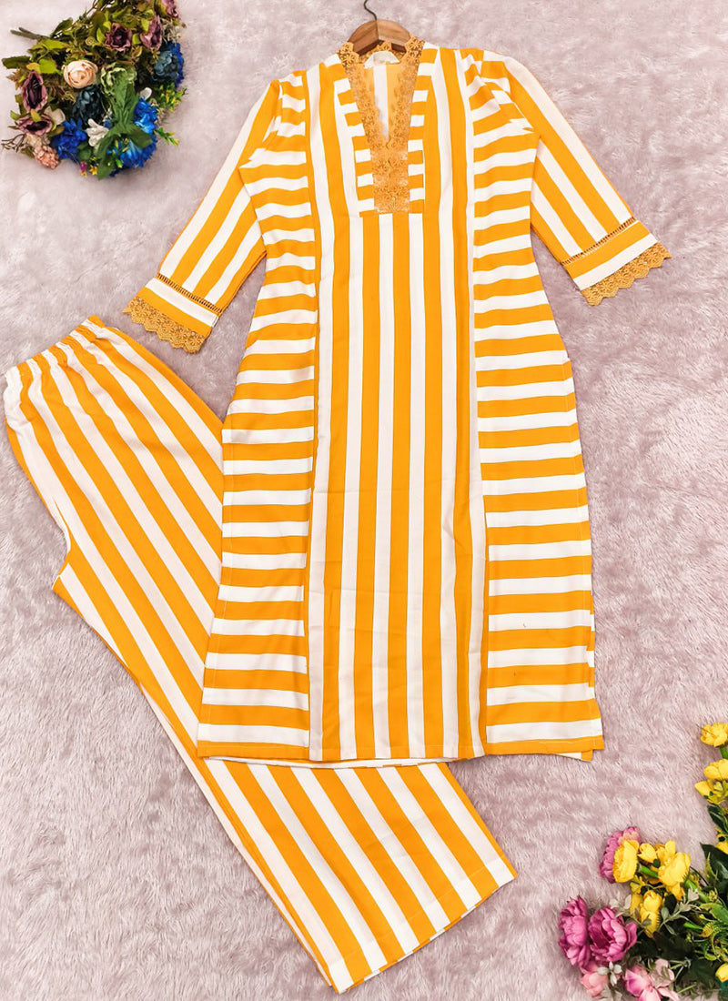 Yellow Rayon Lining Printed Straight Kurta With Plazzo