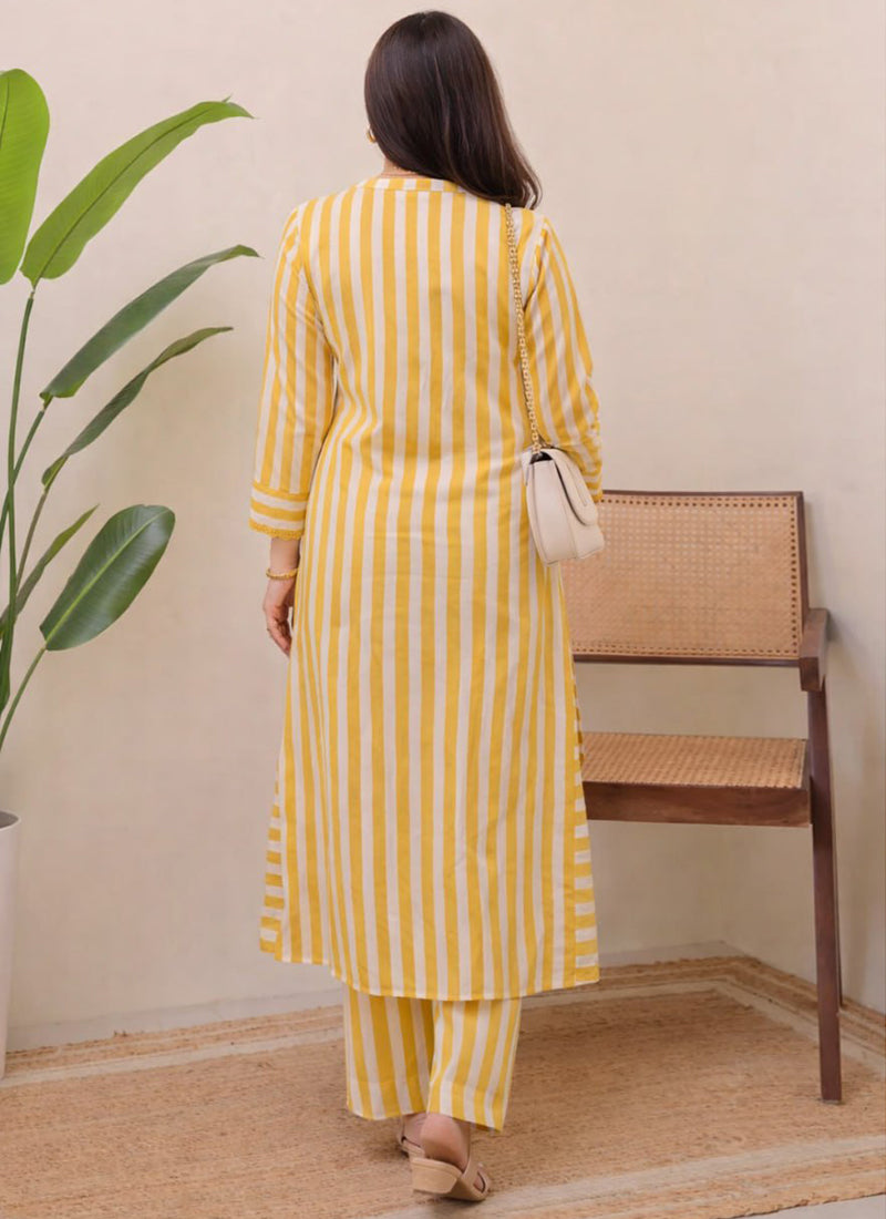 Yellow Rayon Lining Printed Straight Kurta With Plazzo