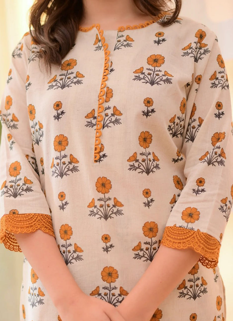 Yellow Rayon Printed Calf Length Straight Kurta Pant
