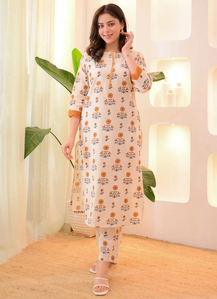 Yellow Rayon Printed Calf Length Straight Kurta Pant
