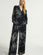 Black Printed Cotton Rayon Cord Set