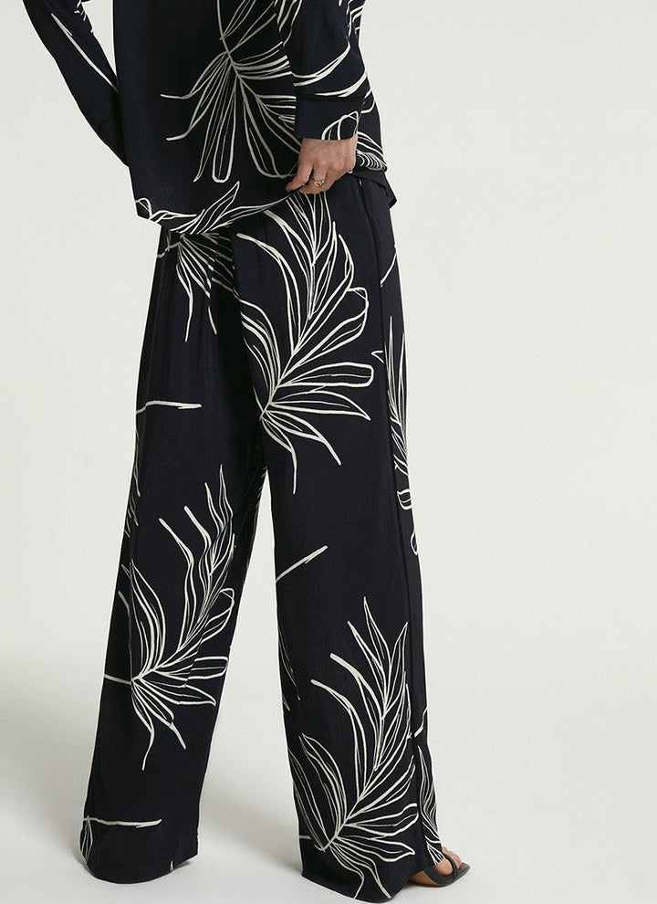 Black Printed Cotton Rayon Cord Set