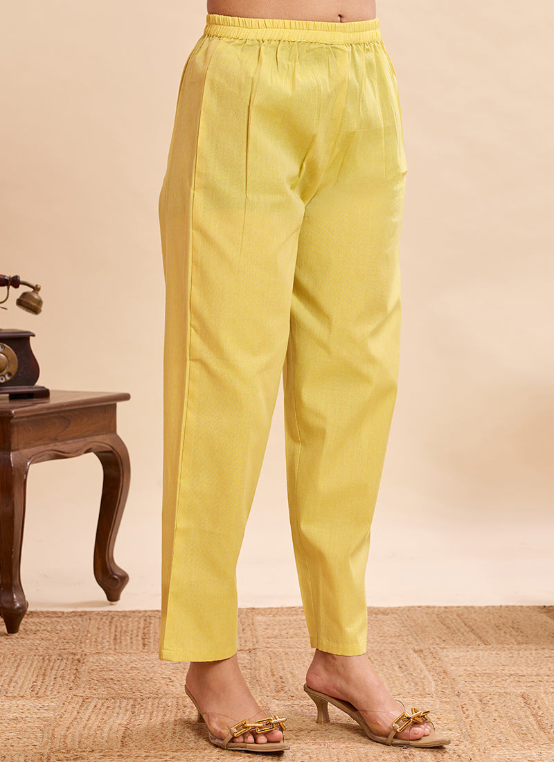 Yellow Pure Cotton Jacquard Haldi Kurta Set