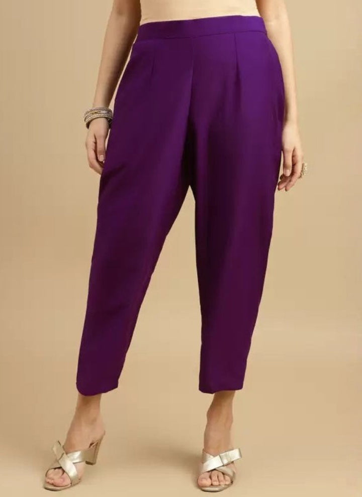 Purple Rayon Embroidered Straight Kurta Set