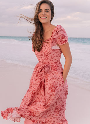 Designer Flower Printed One Piece western Dress