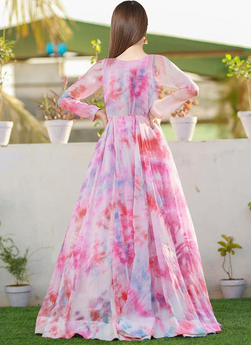 Multicolor Georgette Anarkali Style Maxi Gown