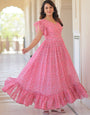 Pink Faux Georgette Floor Length Maxi Dress