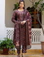 Brown Rayon Printed Traditional Kurta Set