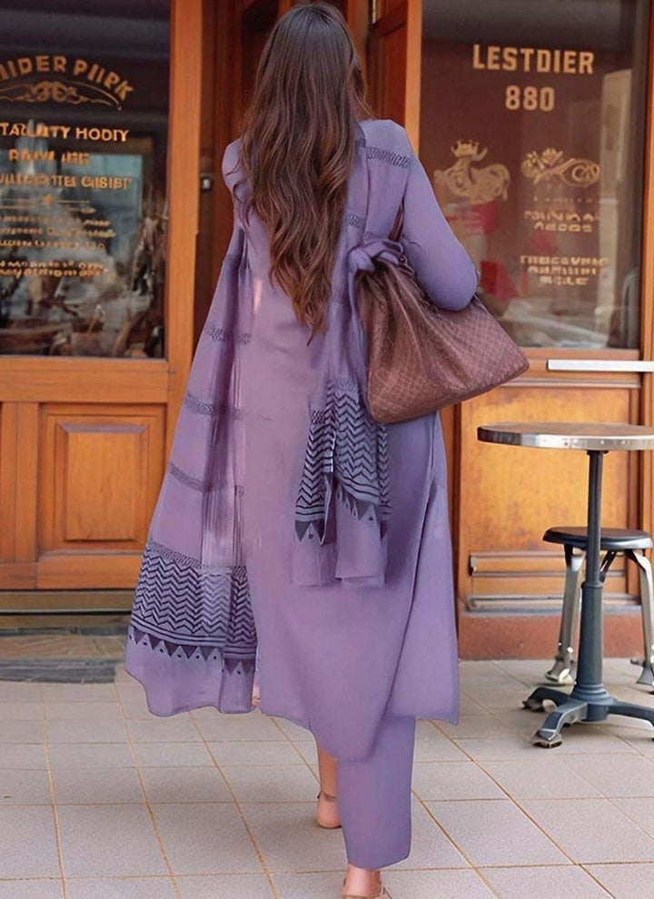 Lavender Rayon Printed Office Wear Kurta Set