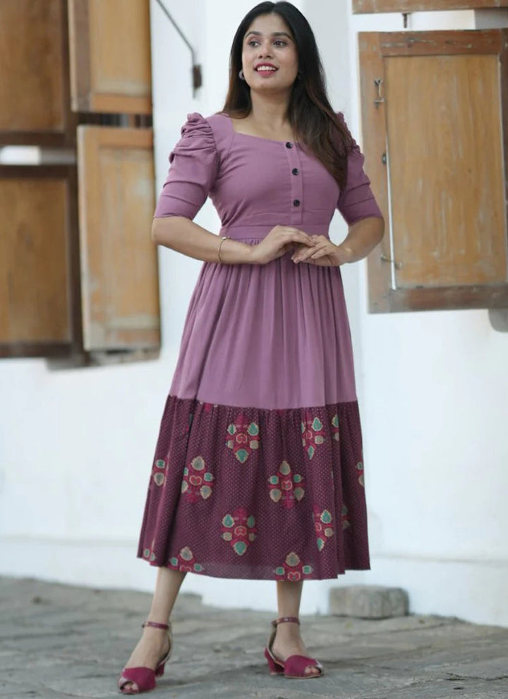 Peach Viscose rayon One Piece Dress