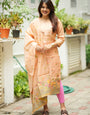 Peach Jamdani Cotton Festive Kurta Set