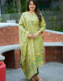 Green Jamdani Cotton Woven Festive Kurta Set