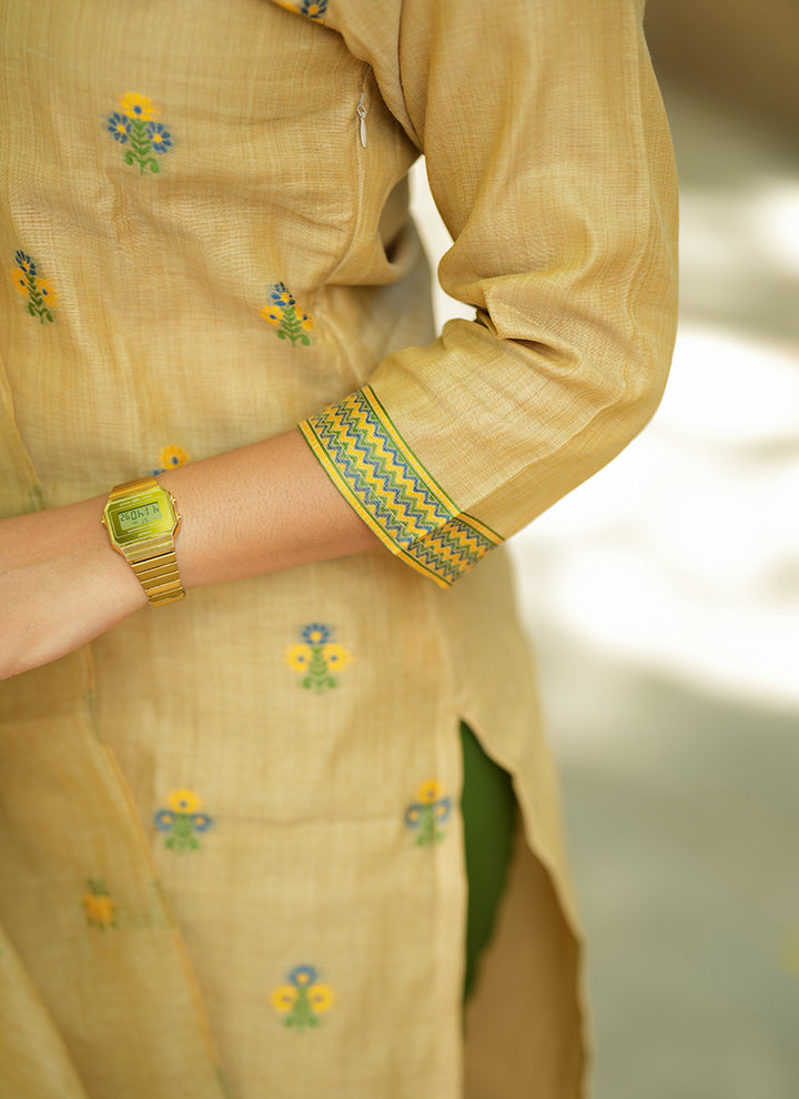 Brown Jamdani Cotton Woven Ceremonial Kurta Set