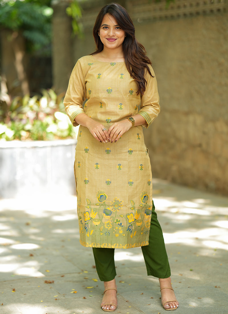Brown Jamdani Cotton Woven Ceremonial Kurta Set
