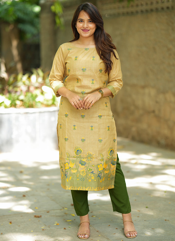 Brown Jamdani Cotton Woven Ceremonial Kurta Set