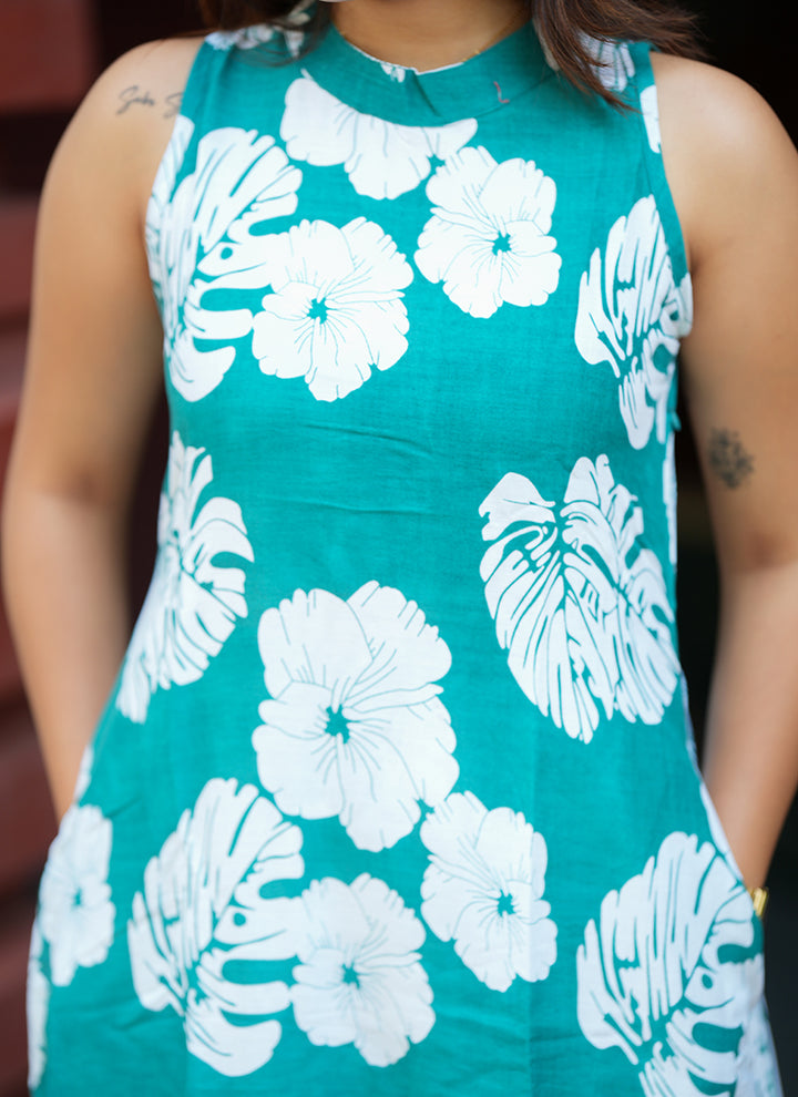 Green Rayon Flower Printed Outwear Cord Set
