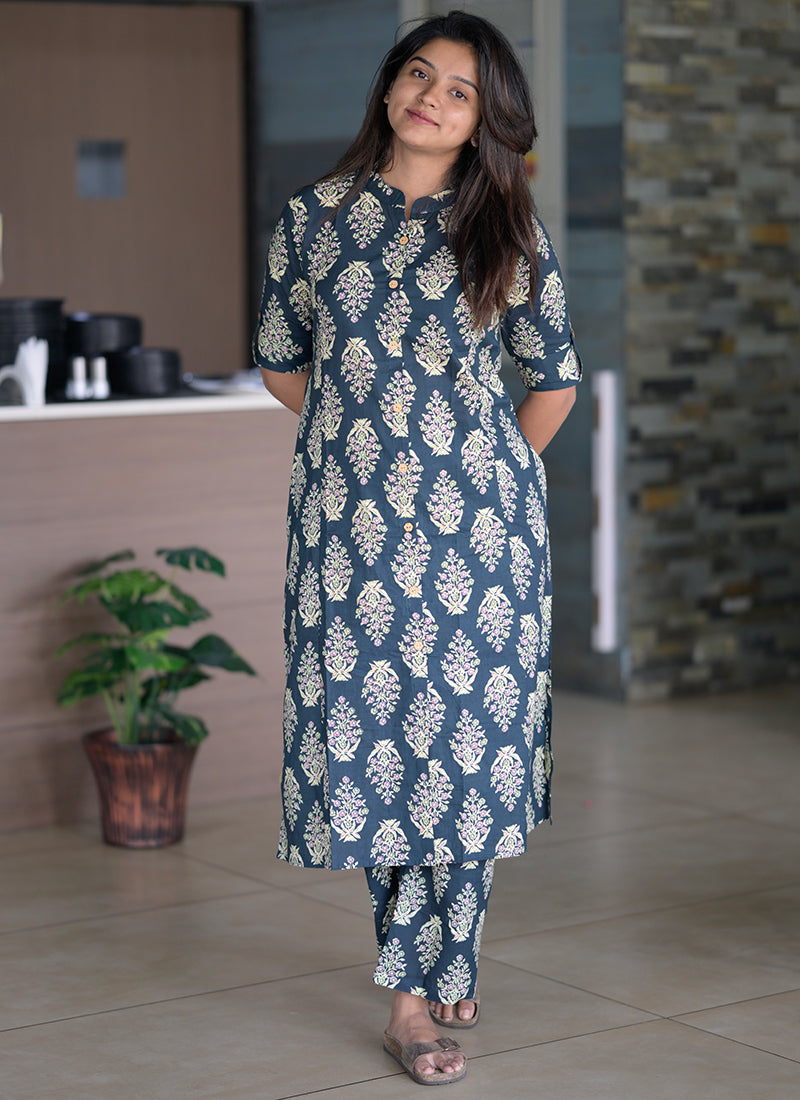 Rama Green Cotton Printed Casual Wear Cord Set