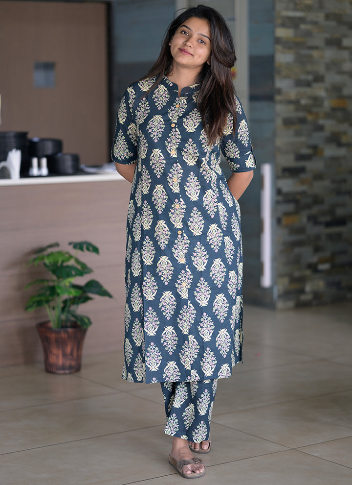 Rama Green Cotton Printed Casual Wear Cord Set