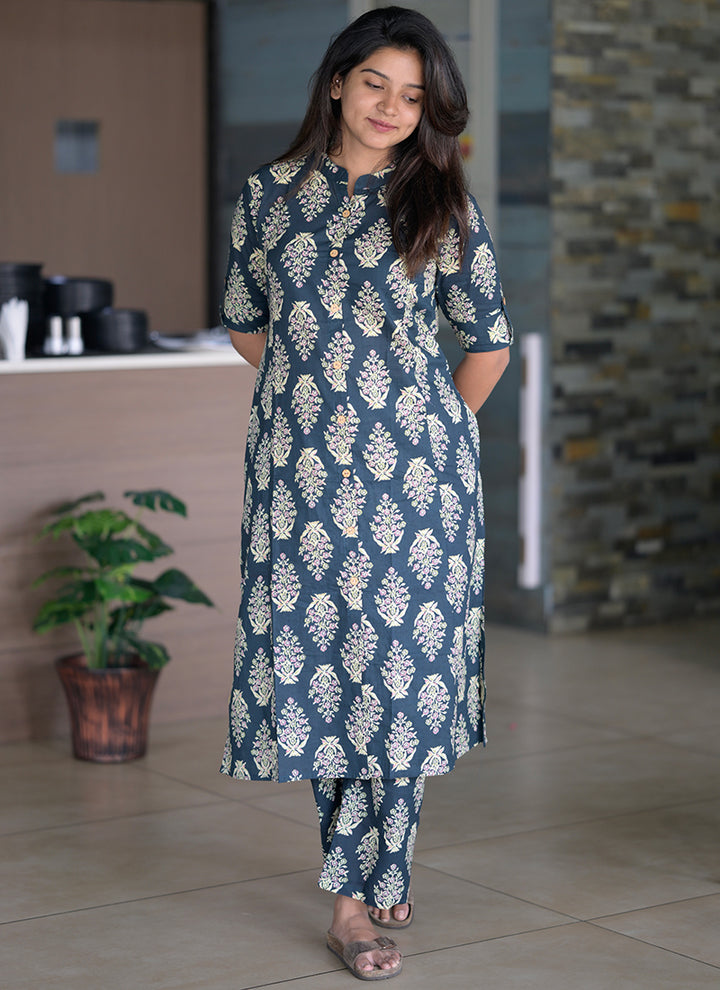 Rama Green Cotton Printed Casual Wear Cord Set