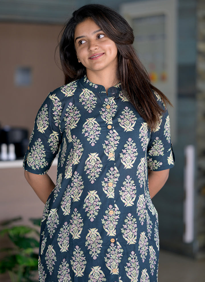 Rama Green Cotton Printed Casual Wear Cord Set