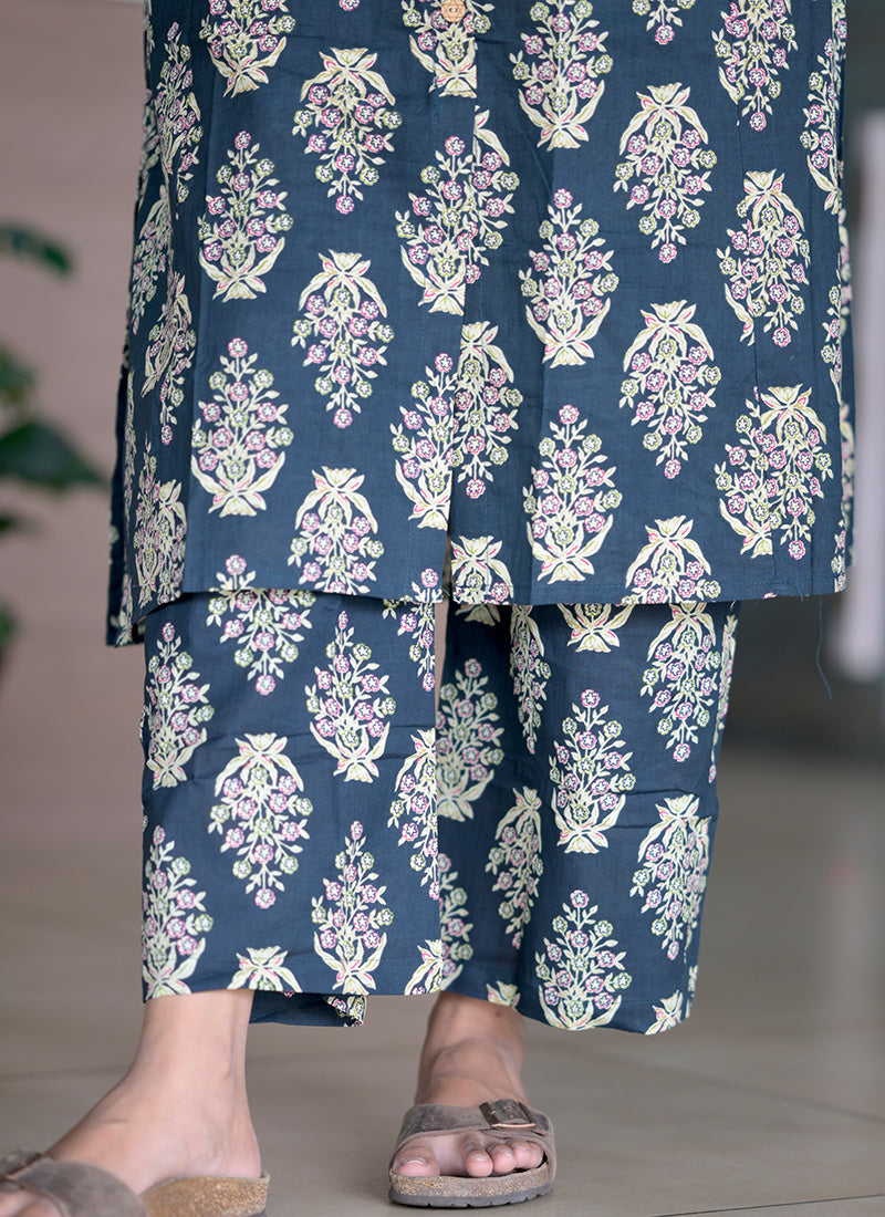 Rama Green Cotton Printed Casual Wear Cord Set